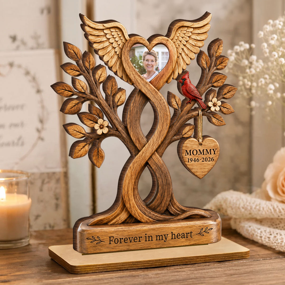 "Forever In Our Hearts" – Personalized Wooden Plaque | Heartfelt Sympathy Gift For Loved Ones