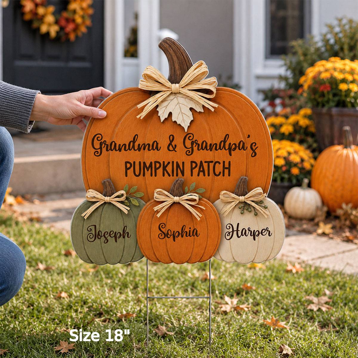 "Grandma & Grandpa's Pumpkin Patch" – Cozy Rustic Fall Yard Sign | Personalized Fall Decor For Grandparents