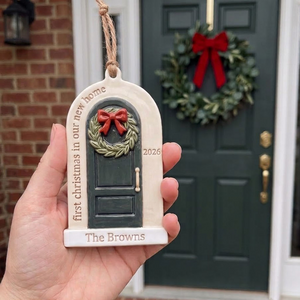 "First Christmas in New Home" – Personalized Acrylic Door Ornament | Custom Address Gift & Realtor Closing Gift