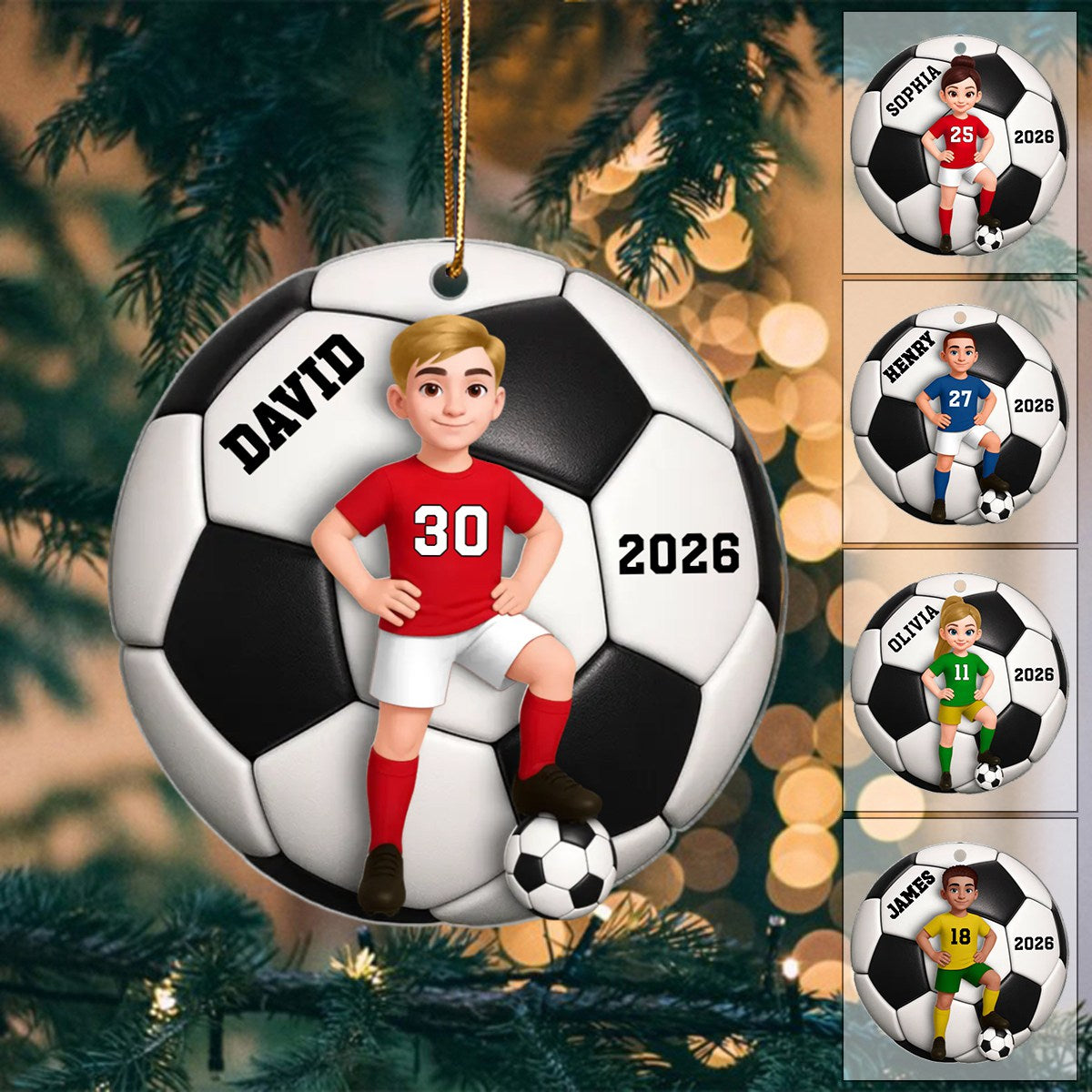 Soccer Girl Boy - Personalized Acrylic Ornament Christmas Gift For Daughter, Gift For Son