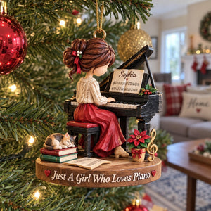 Just a Girl Who Loves Piano - Personalized Music Lover Ornament, Pianist Christmas Gift for Daughter