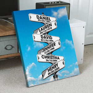 Father's Day Gift For Dad & Grandpa – Personalized Blended Family Names Street Sign Canvas Print