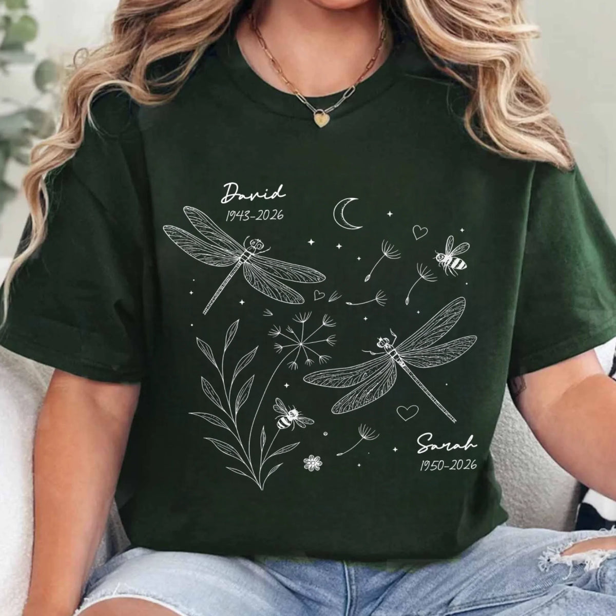 "Dragonfly Kisses From Heaven" – Personalized Memorial T-Shirt | In Loving Memory Gift For Loss Of Loved One