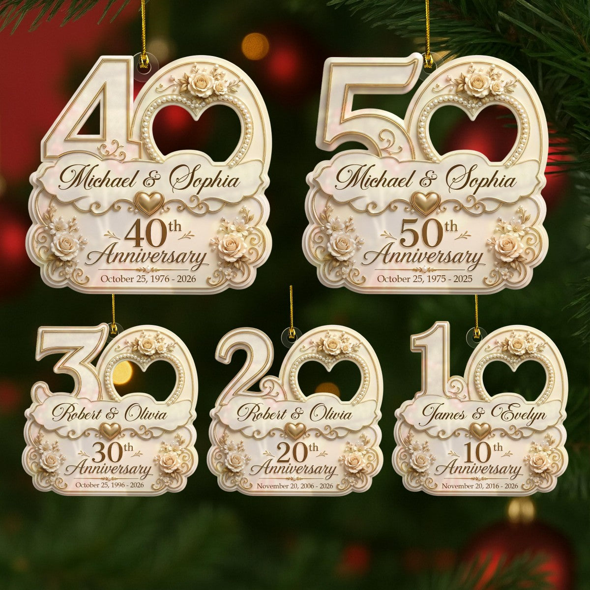 "Mr & Mrs" Personalized Wedding Anniversary Acrylic Ornament – Christmas Keepsake Gift For Couples