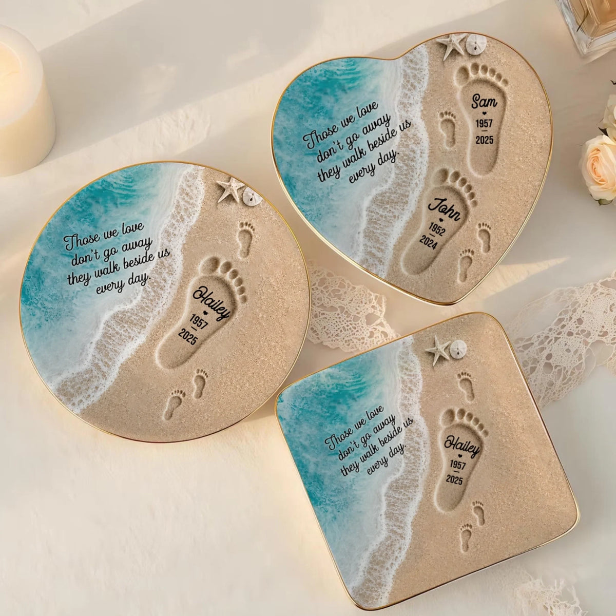 "Where Love Never Ends" – Personalized Jewelry Dish | Memorial Ocean Remembrance Gift For Loss Of Loved One