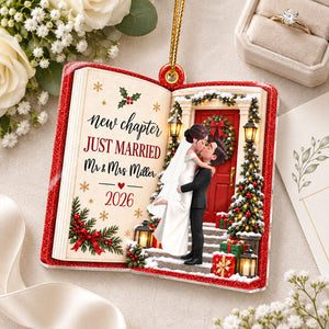 "Just Married – New Chapter, New Memories" – Personalized Acrylic Ornament | Christmas Tree Keepsake For Couples