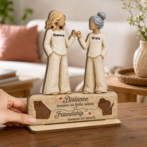 "Pinky Promise Miles Apart" – Personalized Wooden Plaque | Long Distance Friendship Gift For Best Friends