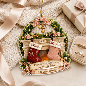 "Our First Christmas As Mr. & Mrs." – Personalized Acrylic Ornament | Christmas Gift For Couples