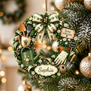 "Grow With Love" – Personalized Gardening Acrylic Hanging Ornament | Gift For Gardeners
