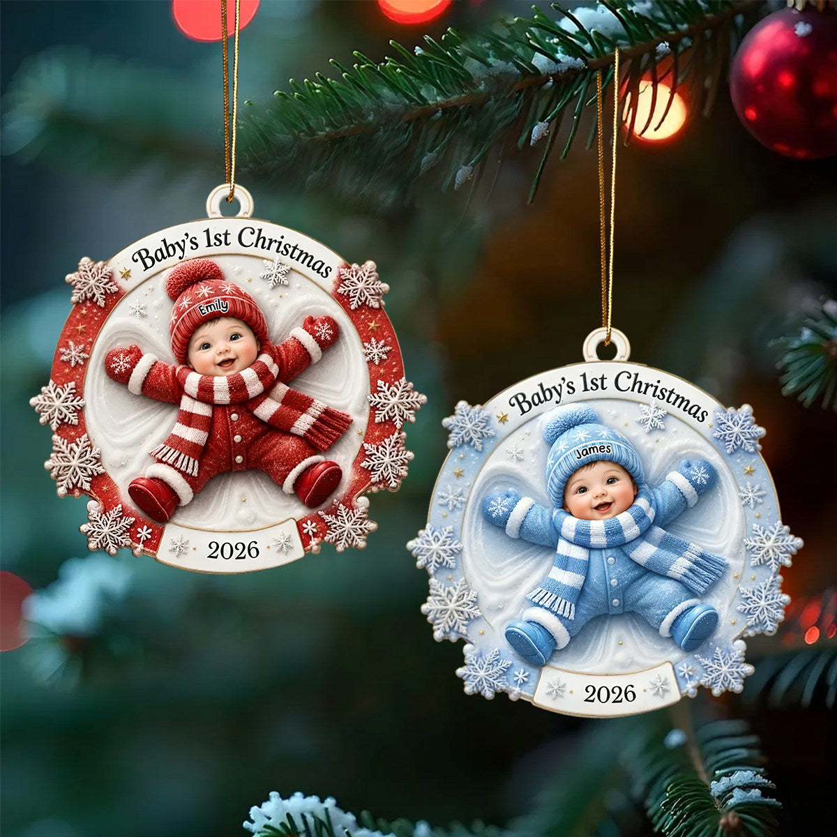 Custom First Christmas Acrylic Ornament - Personalized Christmas Baby Shower, Gender Reveal Gifts For New Moms, New Dads, New Parents - Little Miracle Big Love