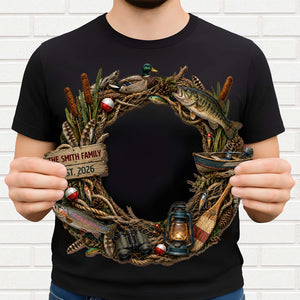 "Our Family Fishing" – Personalized Wood Sign Wreath | Gift For Fishing Lovers & Outdoorsmen