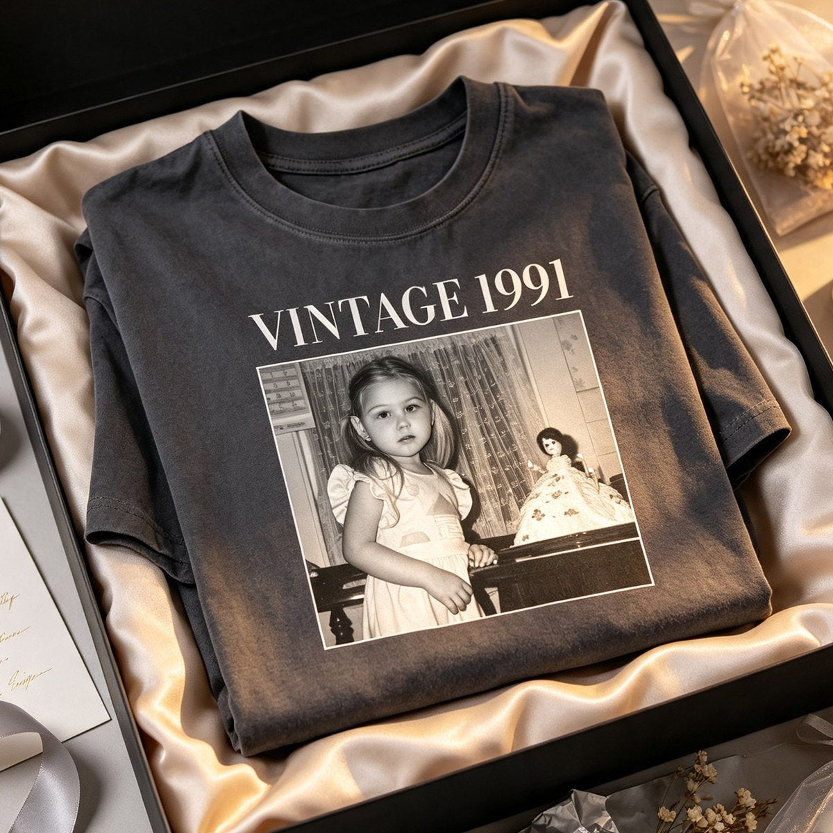 Custom Vintage Photo And Year T-shirt - Personalized Comfort Tee