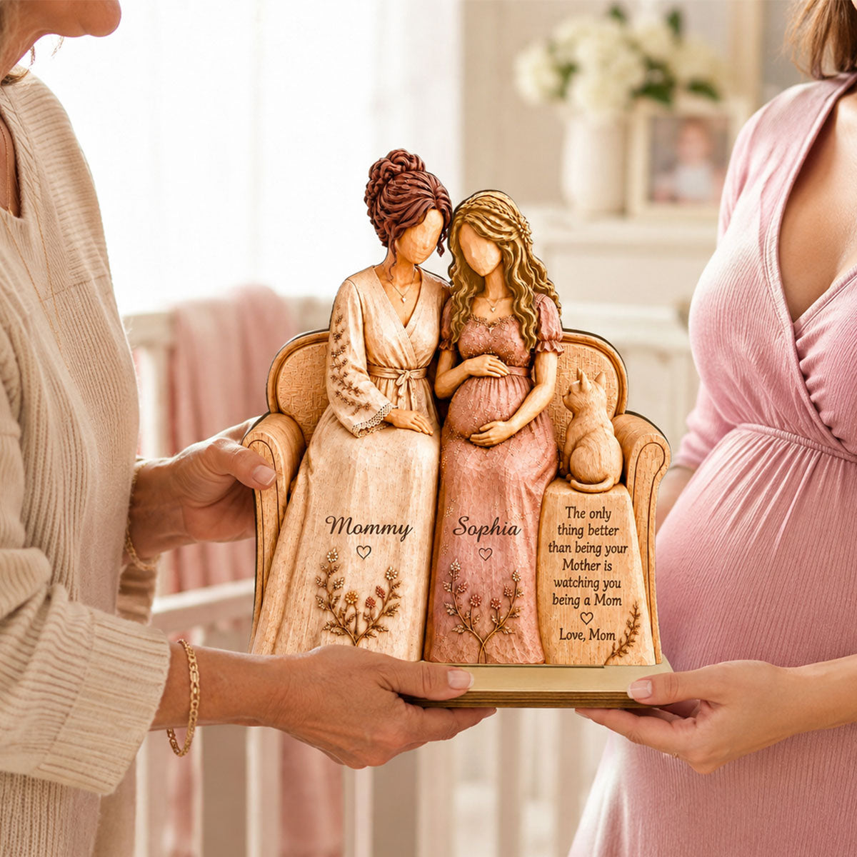 "Watching You Be A Mom, My Daughter" – Personalized Wooden Plaque | Gift For New Mom & Daughter
