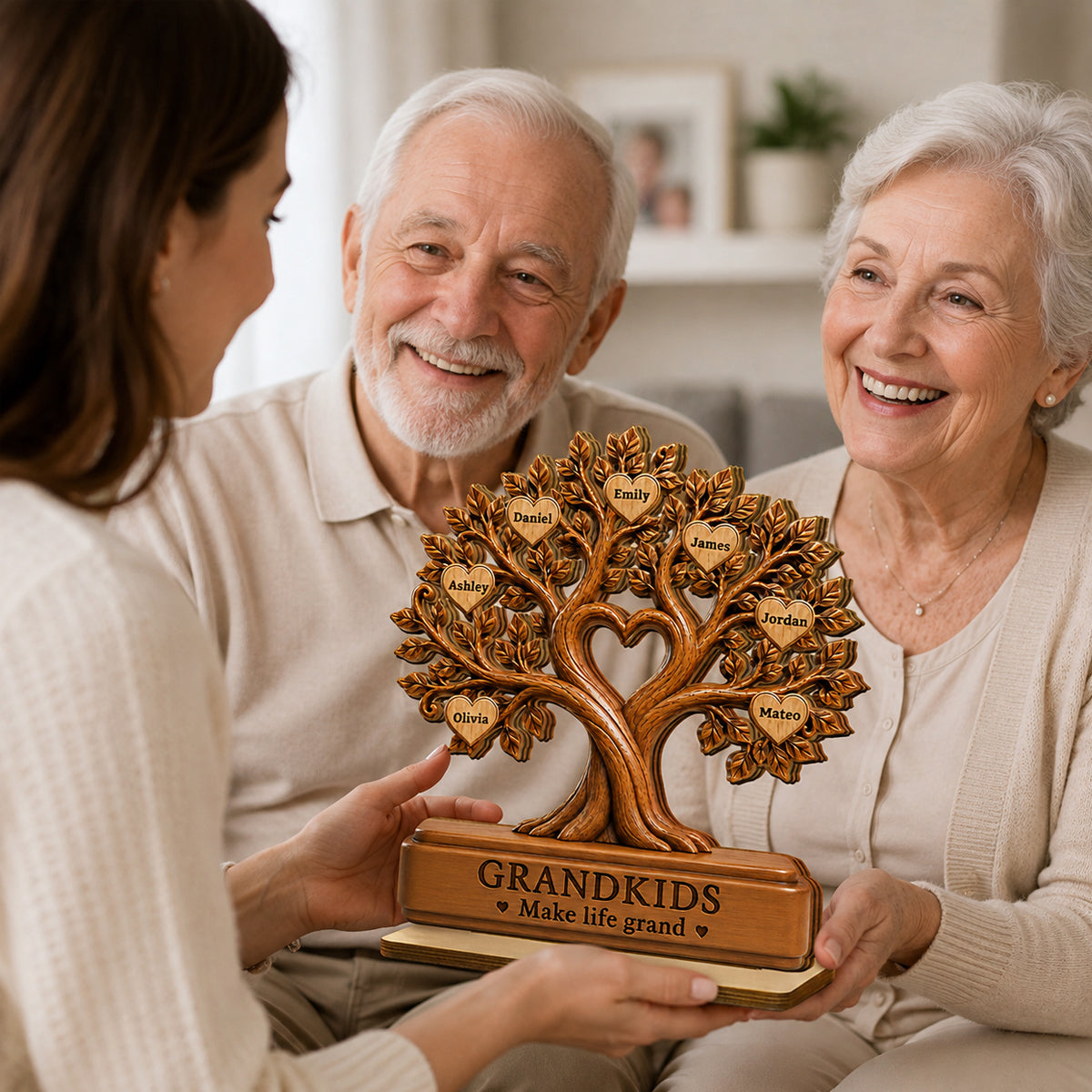"Grandkids Make Life Grand" – Personalized Wooden Plaque | Gift For Grandma, Grandpa & Grandparents