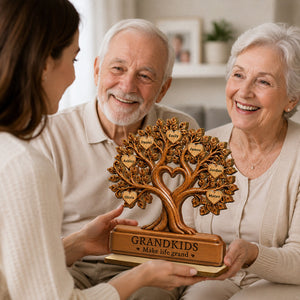 "Grandkids Make Life Grand" – Personalized Wooden Plaque | Gift For Grandma, Grandpa & Grandparents