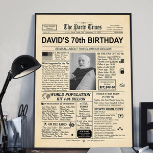 Happy Birthday! - Personalized Photo 40th 50th 60th 70th Birthday Newspaper Poster