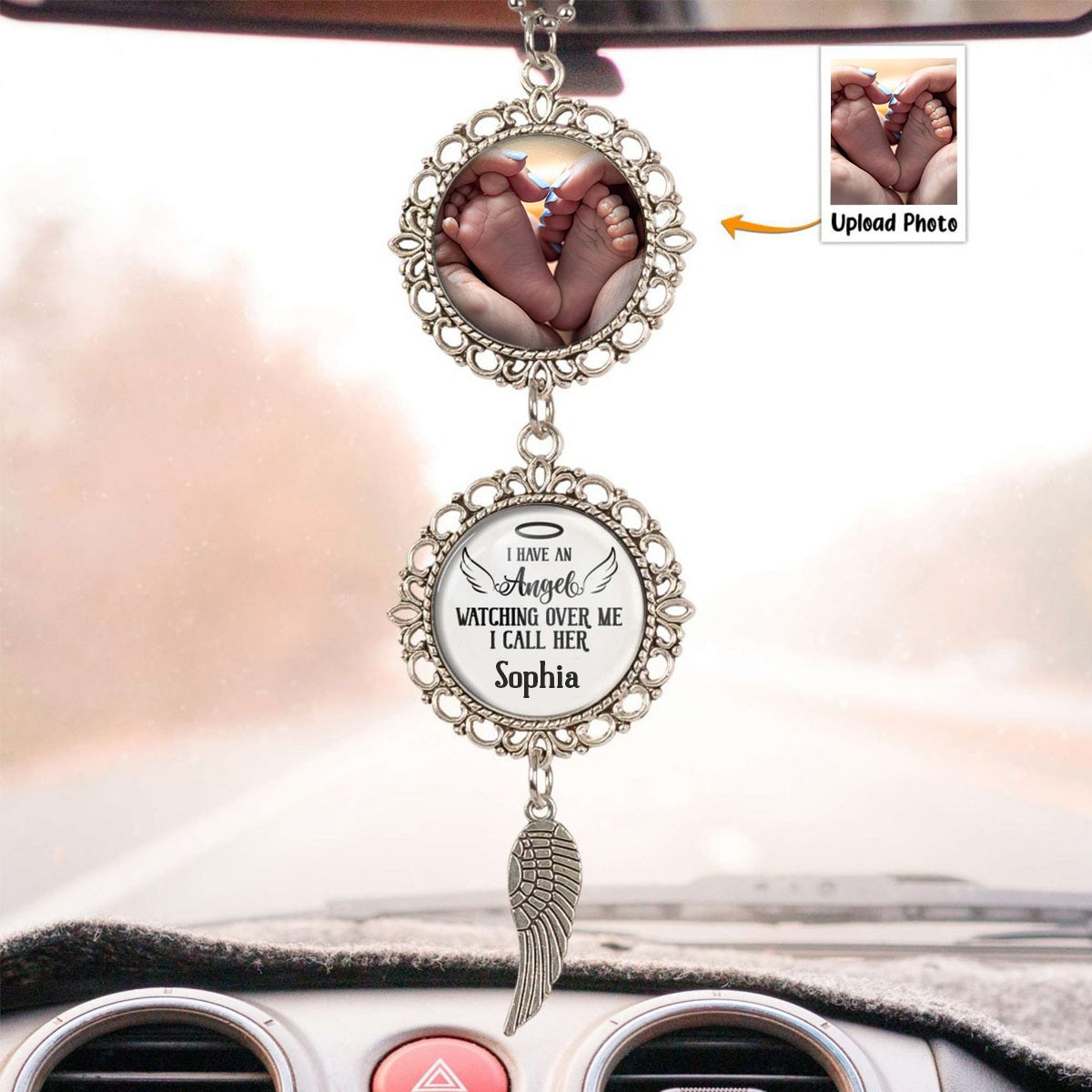 I Have An Angel Watching Over Me - Personalized Baby Photo Car Ornament
