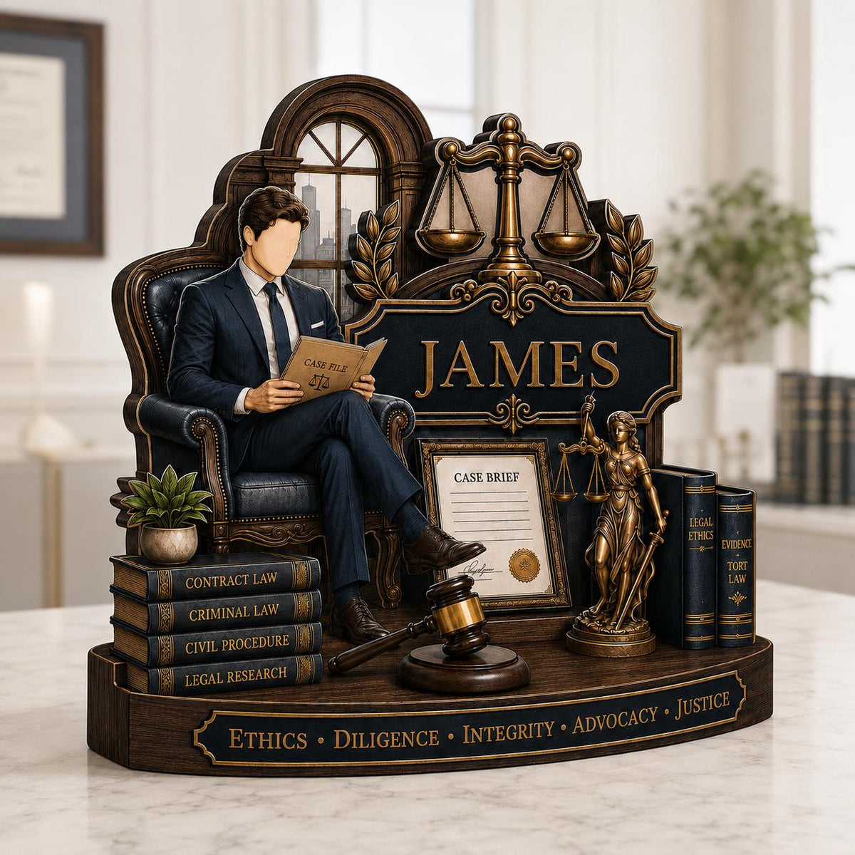 Custom Attorney Name Wooden Plaque – Personalized Law Graduation Gift | Scales Of Justice Decor For Lawyers