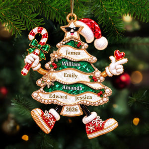 Golden Pearl Funny Family Christmas Tree Personalized Ornament