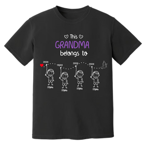 Personalized Grandma With Kids Names & Birth Years, Custom Family Timeline T-Shirt Gift