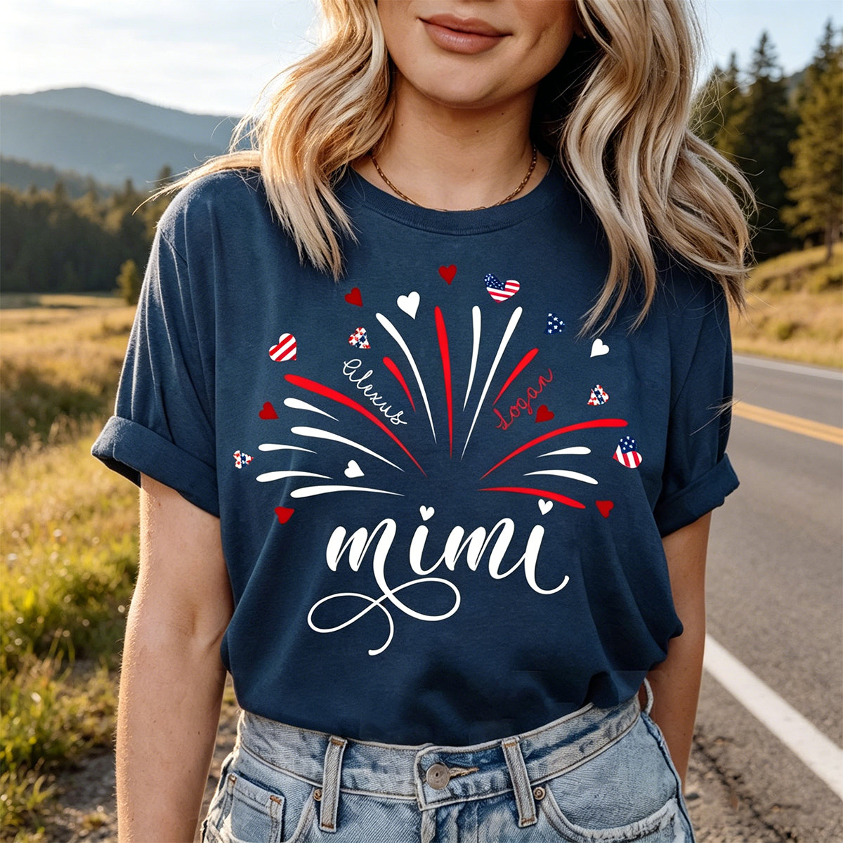 Personalized Firework Grandma And Kids Pure Cotton T-Shirt