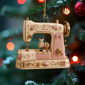 Personalized Sewing Machine Acrylic Ornament, Custom Sewing Christmas Gift, Seamstress Keepsake, Sewing Room Decor