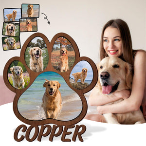 Custom Name Photo Personalized Paw Shape Picture Frame Gift For Dog Lover
