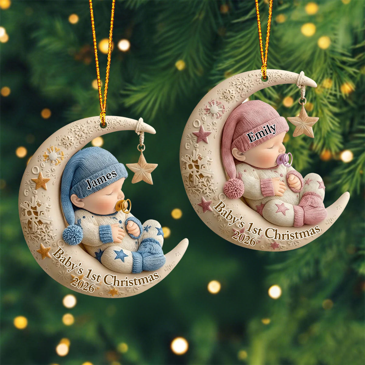 Personalized Baby's First Christmas Acrylic Ornament,Gift for Family,New Parents