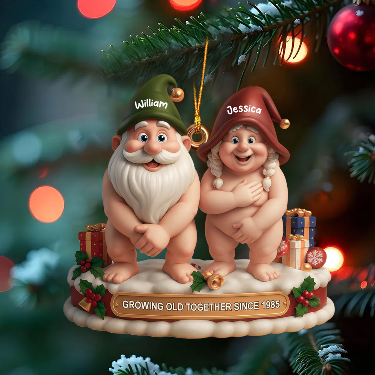 Growing Old Together Christmas Custom Acrylic Ornament,Personalized Gift For Couples and Family Members