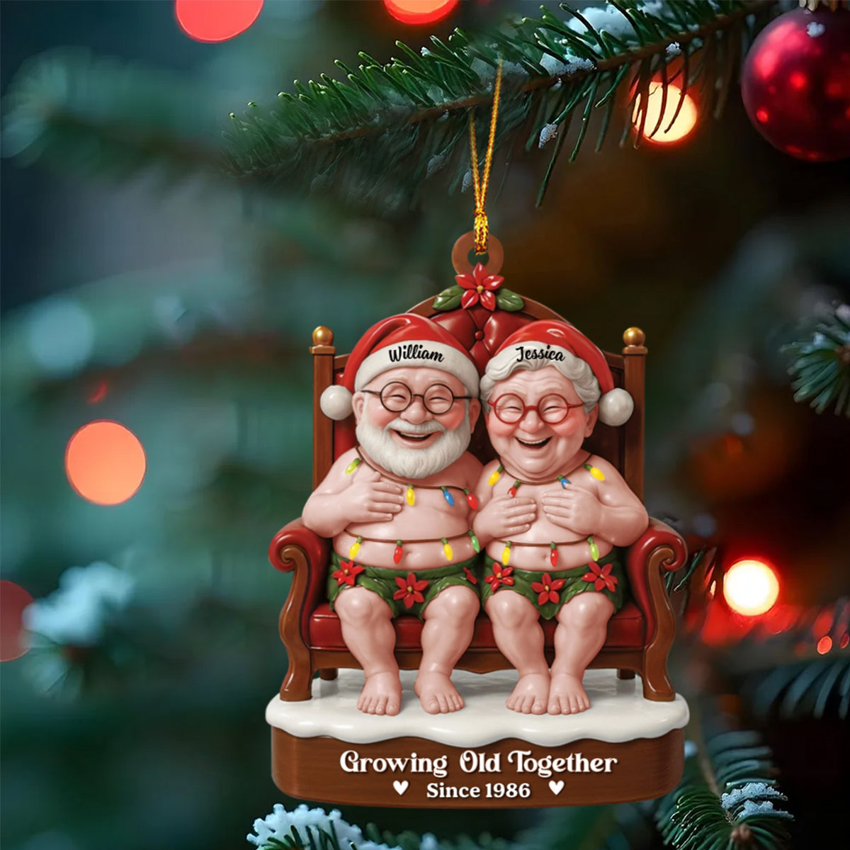 Growing Old Together Since Personalized Acrylic Ornament - Custom Couples Xmas Gift