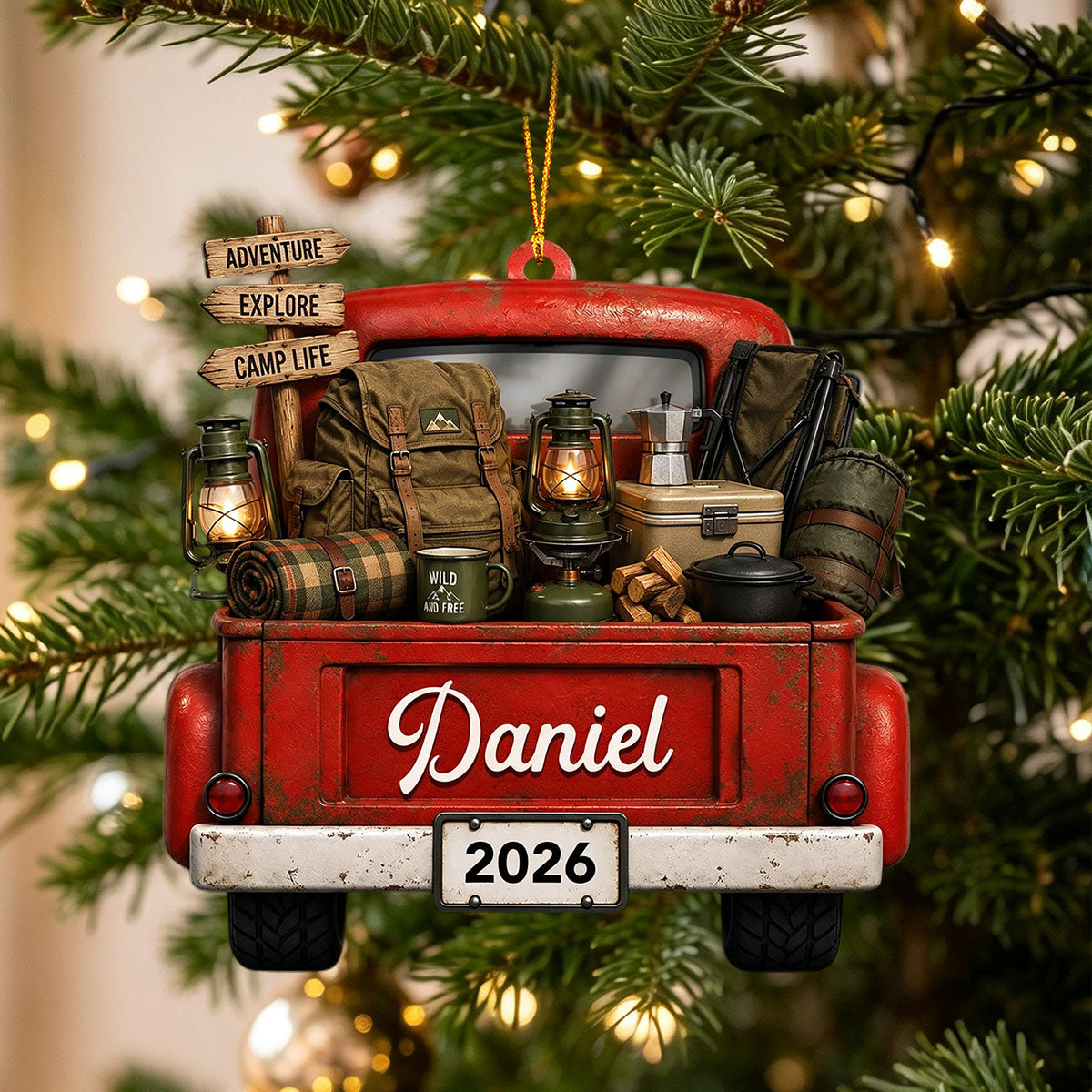 "Adventure Explore Camp Life" – Personalized Acrylic Hanging Ornament | Gift For Campers & Outdoor Lovers