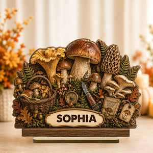 Personalized Mushroom Cluster Shape Wooden Plaque,Gift for Nature lovers,Foragers
