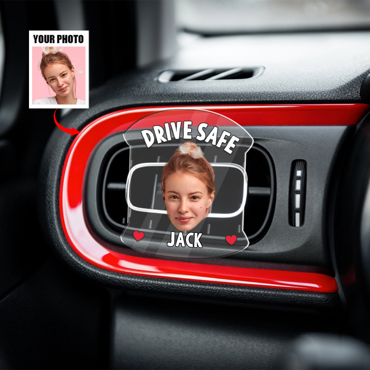 Drive Safe Daddy Photo Vent Clip - Personalized Safe Driving Gift