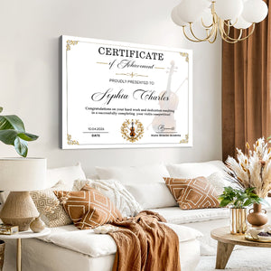 Personalized Violin Certificate Canvas – Custom Achievement Gift For Violin Lovers | Competition & Lesson Graduation Award
