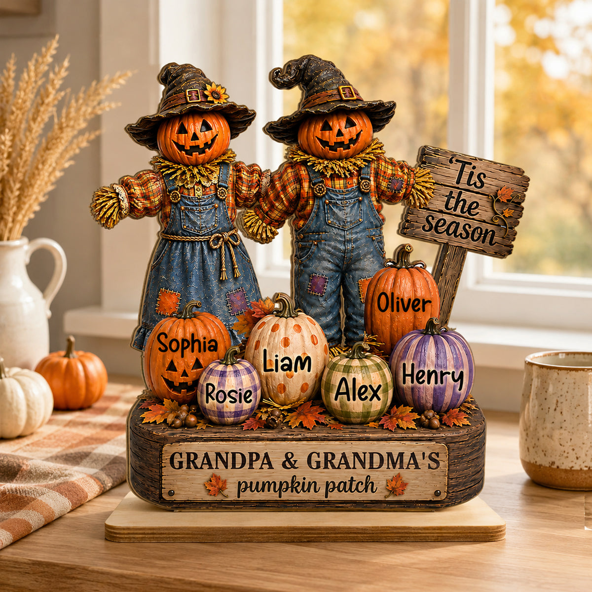 "Grandma & Grandpa's Pumpkin Patch" – Scarecrow Wooden Plaque | Halloween Fall Decor For Her