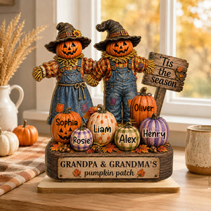 "Grandma & Grandpa's Pumpkin Patch" – Scarecrow Wooden Plaque | Halloween Fall Decor For Her