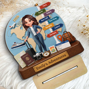 "Travel Adventure" – Personalized Wooden Plaque | Gift For Travel Lovers & Explorers