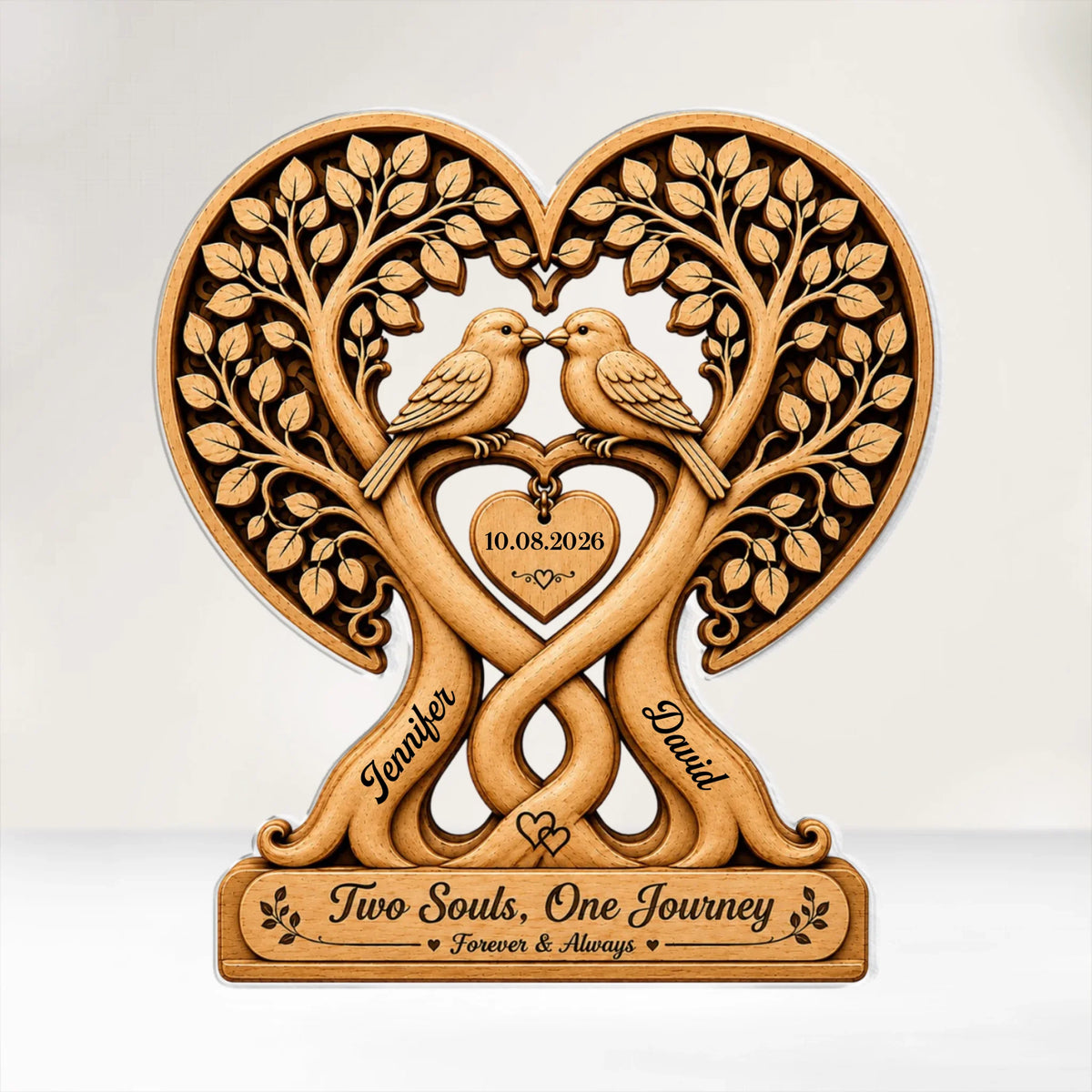 "Two Souls, One Journey" – Personalized Acrylic Plaque | Custom Anniversary Gift & Wedding Decor