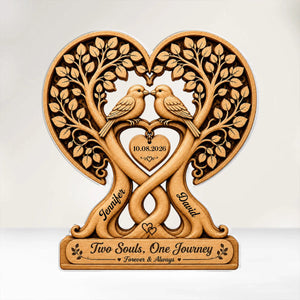 "Two Souls, One Journey" – Personalized Acrylic Plaque | Custom Anniversary Gift & Wedding Decor