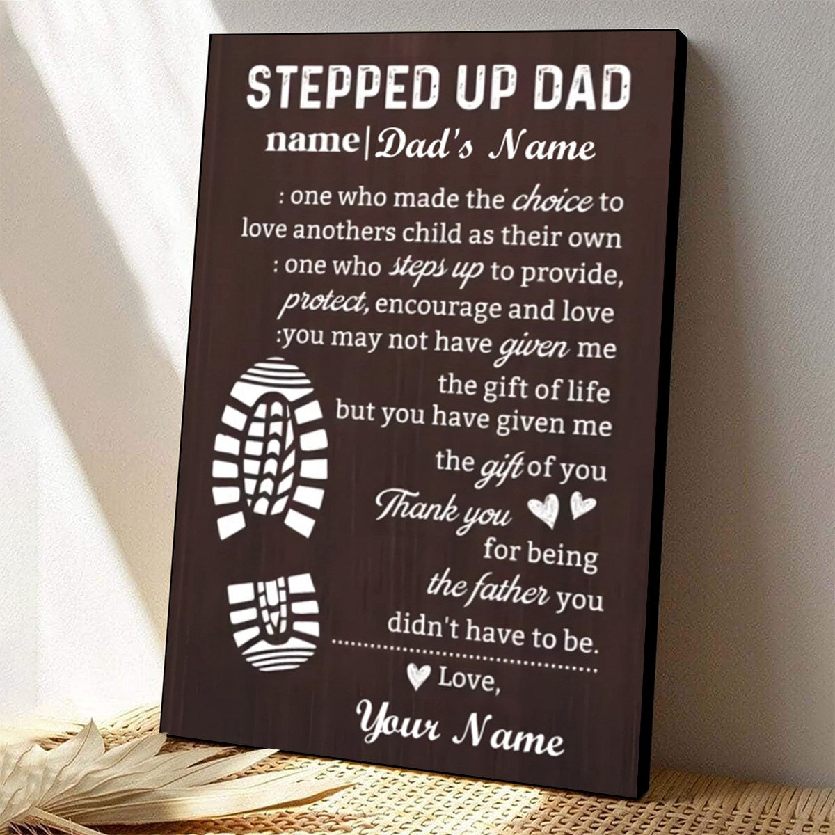 Personalized "Stepped Up Dad"  Canvas - Customizable Names