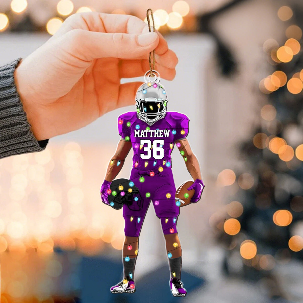 Personalized Christmas football ornament, for football players and football lovers