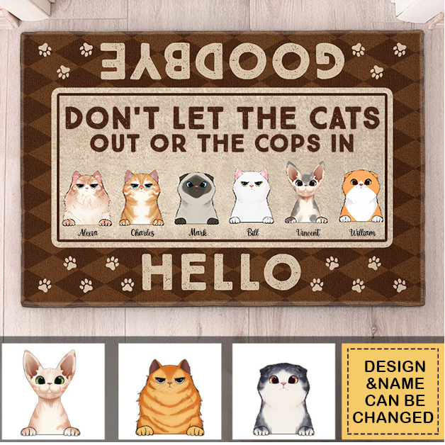 Don't Let The Cats Out Or The Cops In - Personalized Doormat