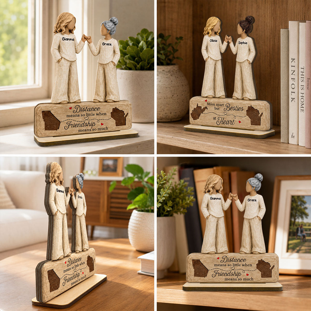 "Pinky Promise Miles Apart" – Personalized Wooden Plaque | Long Distance Friendship Gift For Best Friends