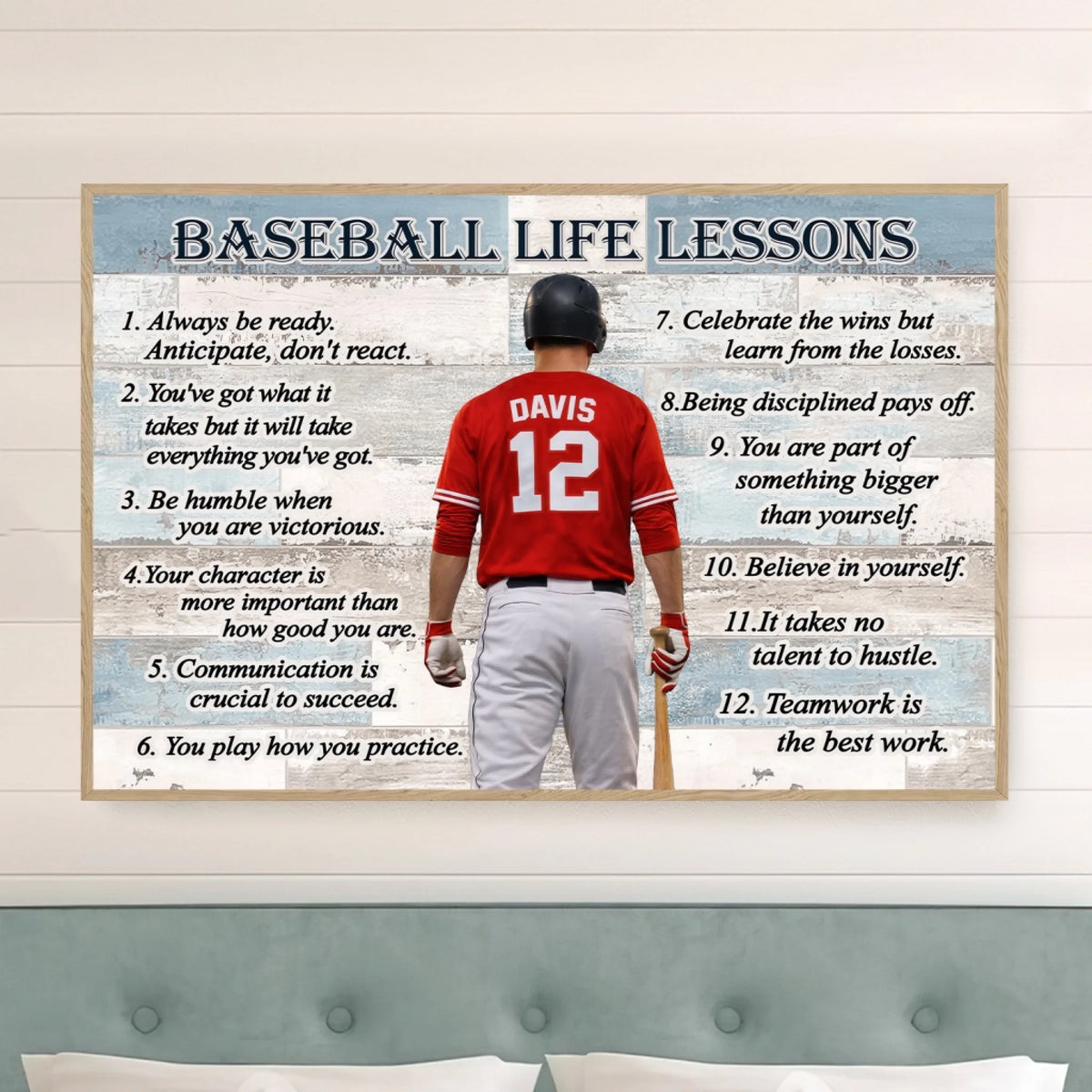 Personalized "Train Hard, Play Smart, Win With Heart" Baseball Poster – Life Lessons Gift For Baseball Lovers