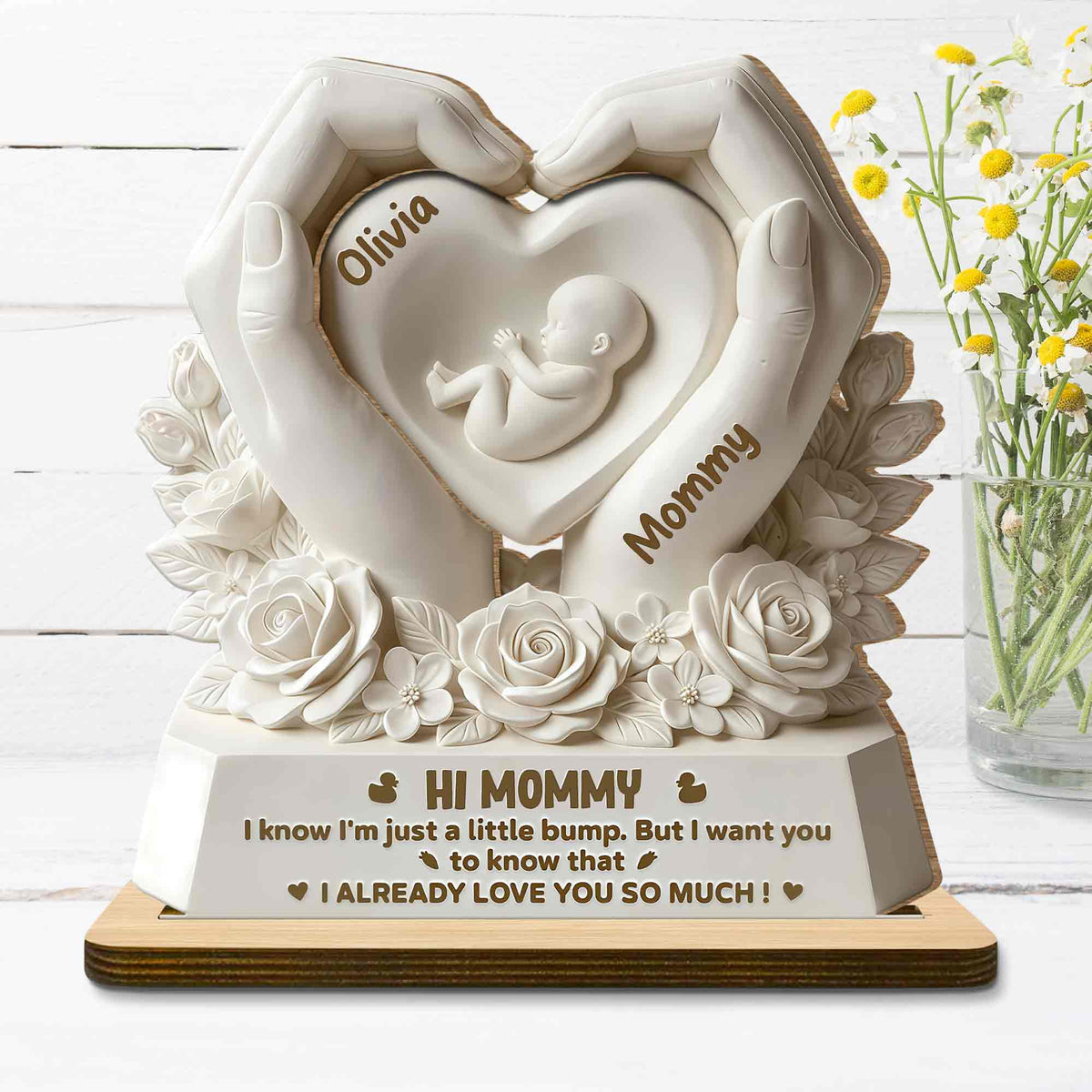 Personalized "Hi Mommy, Little Bump" Wood Plaque – Gift For Expecting Moms