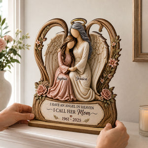 "I Have an Angel in Heaven – I Call Her Mom" – Personalized Wooden Plaque | Sympathy & Remembrance Gift