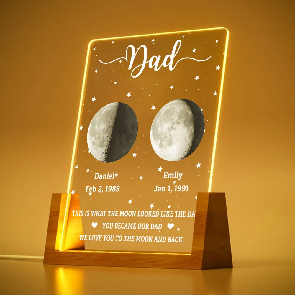 Personalized "This Is What The Moon Looked Like" Plaque – Walnut Base | Sentimental Gift