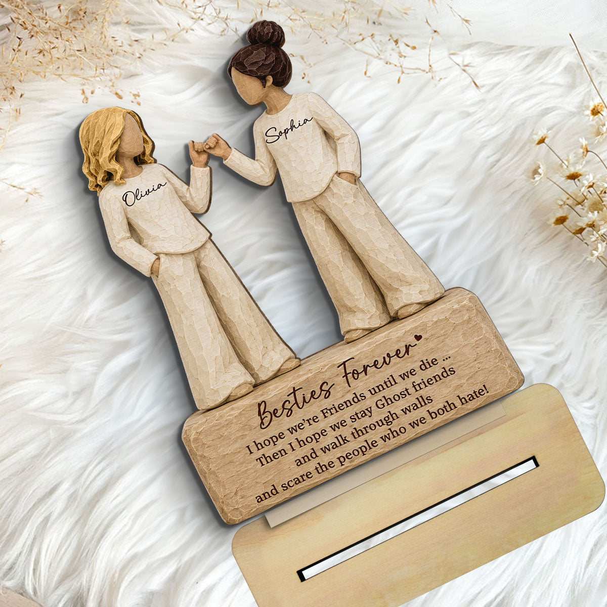 "Besties Forever Pinky Promise" – Personalized Wooden Plaque | Friendship Keepsake For Best Friends