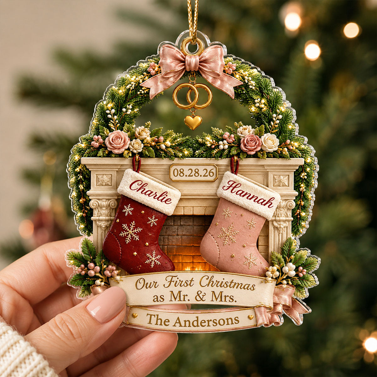 "Our First Christmas As Mr. & Mrs." – Personalized Acrylic Ornament | Christmas Gift For Couples