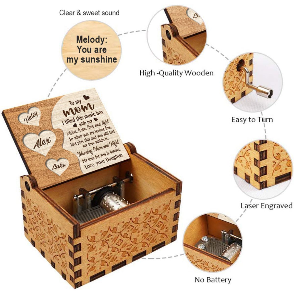 My Love For You Is Forever - Personalized Hand Crank Music Box